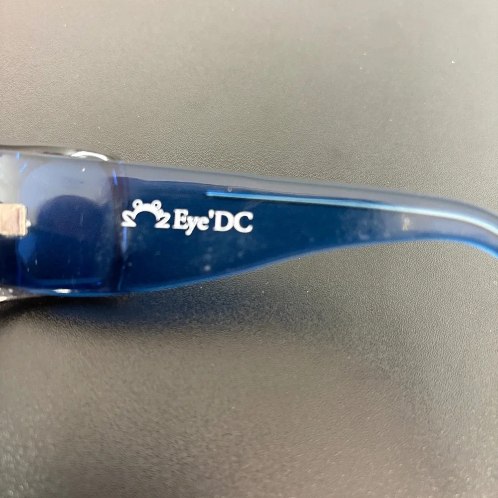 Eye'DC Women Sunglasses OS Blue Black Rectangular Wrap I 596 008 Made in‎ France